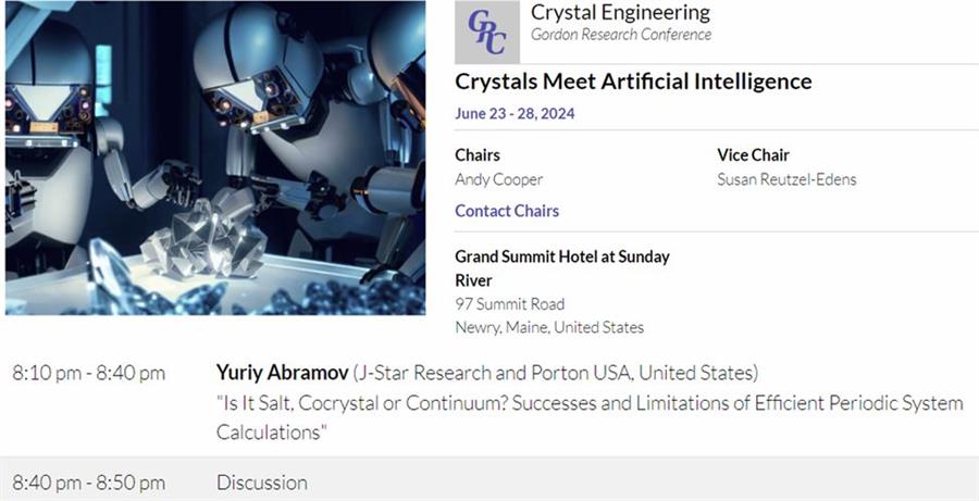 Technical Enability | Porton’s Team of Global Chemical Engineering and Technology Published Breakthrough Results in Crystal Growth & Design and reported them at the 2024 Crystal Engineering Gordon Research Conference